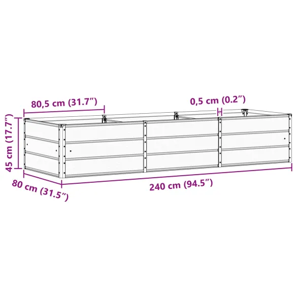 Jardinieră Antracit Oțel 240x80x45 cm - Livrare Gratuită