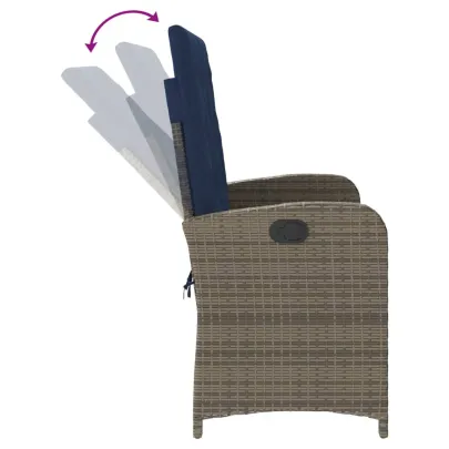 Bancă Rabatabilă Grădină cu Perne - Poliratan Gri