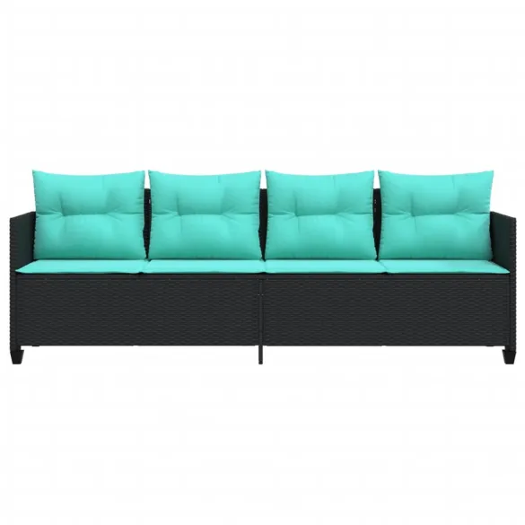 Șezlong cu Perne Negru Poliratan - Comandă cu Livrare Gratuită