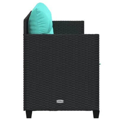 Șezlong cu Perne Negru Poliratan - Comandă cu Livrare Gratuită