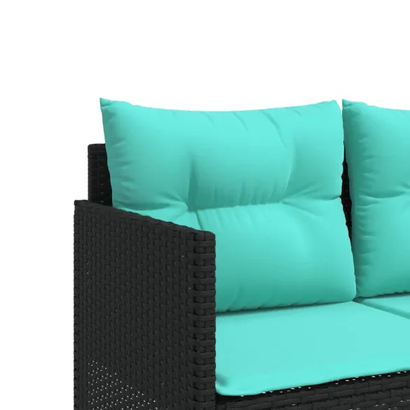 Șezlong cu Perne Negru Poliratan - Comandă cu Livrare Gratuită