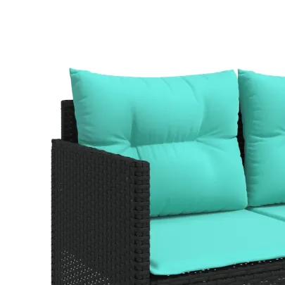 Șezlong cu Perne Negru Poliratan - Comandă cu Livrare Gratuită