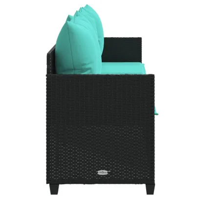 Șezlong Ratan Negru cu Perne | Mobilier Grădină