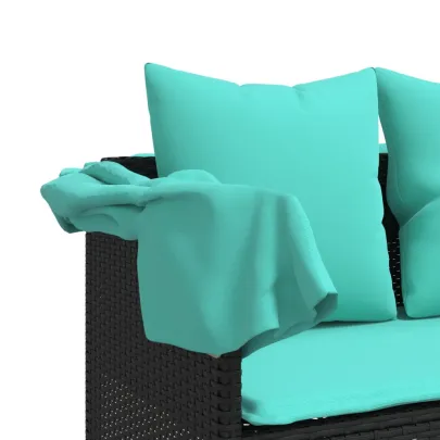 Șezlong Ratan Negru cu Perne | Mobilier Grădină