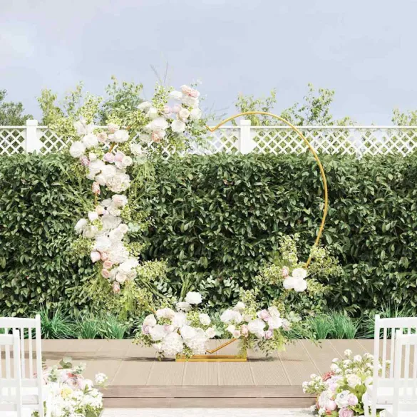 Arc de Nuntă Auriu Oțel | Decor Modern pentru Grădină