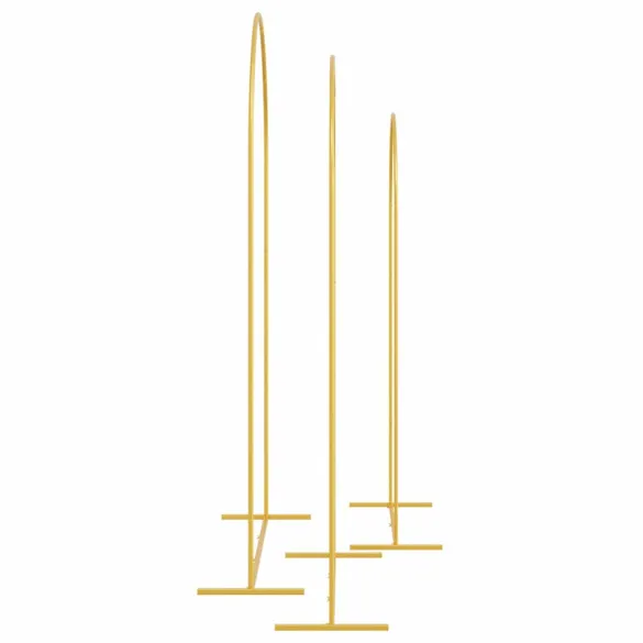 Arc de Nuntă 3 Piese Auriu Oțel | Decor Exterior