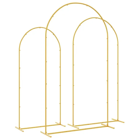 Arc de Nuntă 3 Piese Auriu Oțel | Decor Exterior