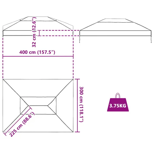 Husă Transparentă Foișor 400x300 cm | PVC Impermeabil