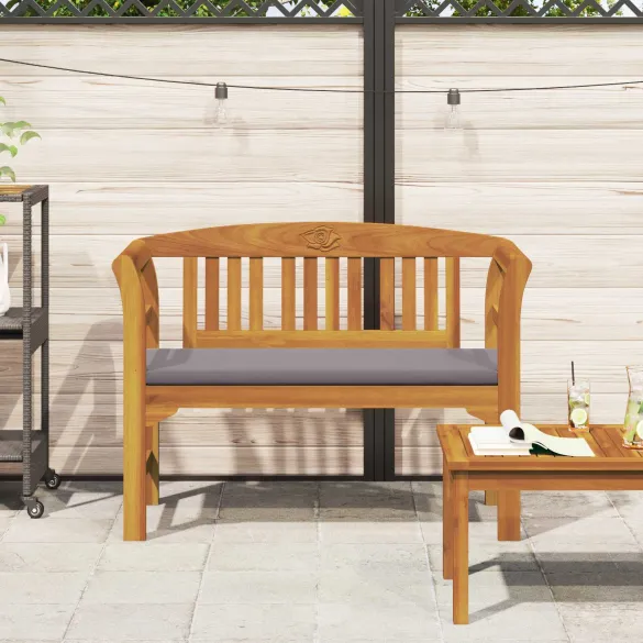 Bancă de Exterior cu Pernă - Lemn de Acacia Natural