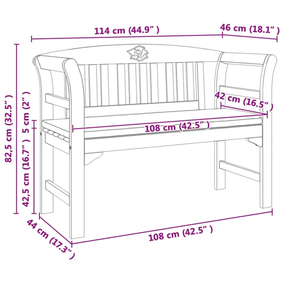 Bancă de Exterior cu Pernă - Lemn de Acacia Natural
