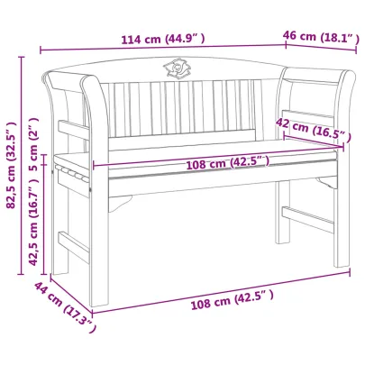 Bancă de Exterior cu Pernă - Lemn de Acacia Natural