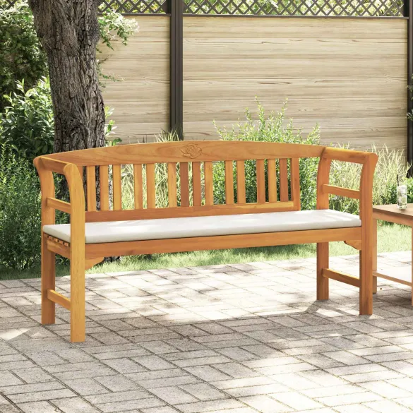 Bancă de Exterior din Acacia Masivă cu Pernă | Livrare Gratuită
