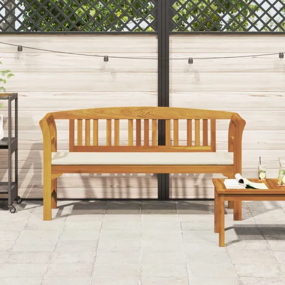 Bancă de Exterior din Acacia Masivă cu Pernă | Livrare Gratuită