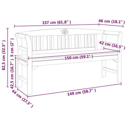 Bancă de Exterior Lemn Acacia cu Pernă | Livrare Gratuită