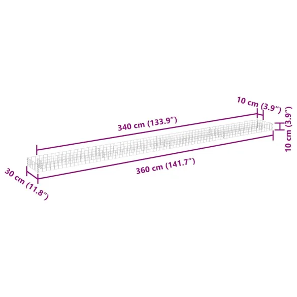 Strat Gabion Oțel Galvanizat 360x30x10 cm - Livrare Gratuită