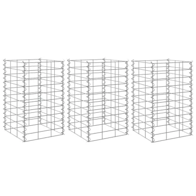 Straturi Înălțate Gabion Fier 30x30x50 cm - 3 Bucăți