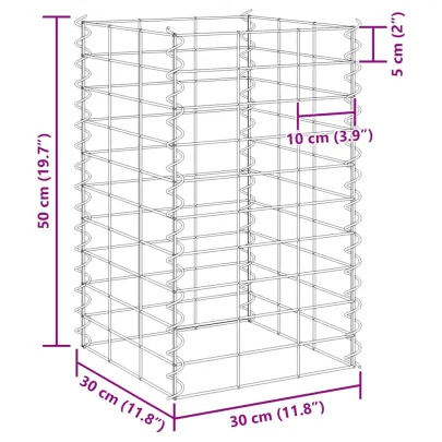 Straturi Înălțate Gabion Fier 30x30x50 cm - 3 Bucăți