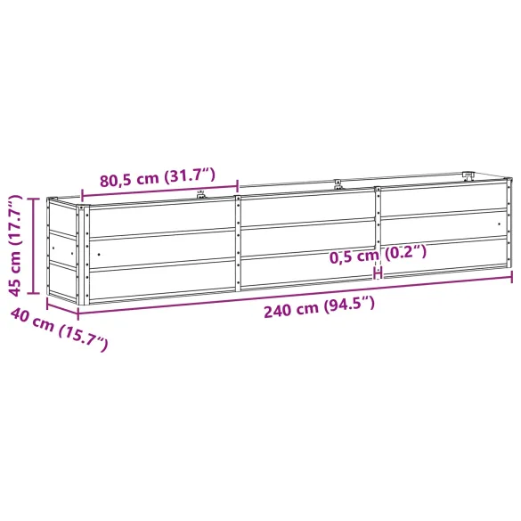Jardinieră Antracit Oțel 240x40x45 cm | Livrare Gratuită