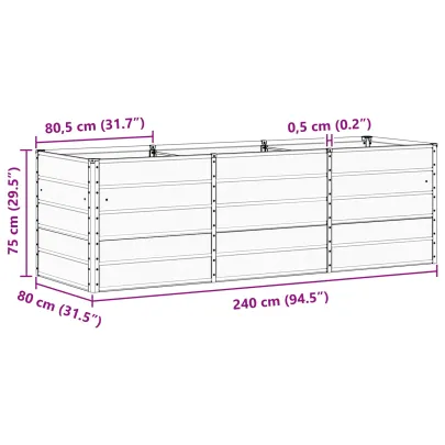 Jardinieră Antracit Oțel 240x80x75 cm | Livrare Gratuită
