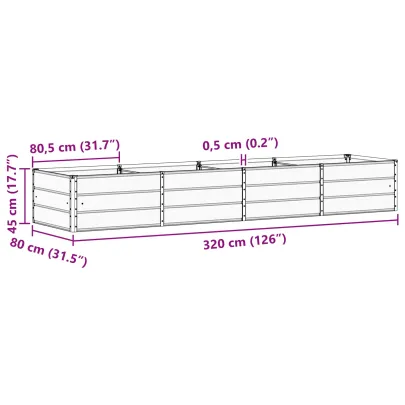 Jardinieră Antracit Oțel 320x80x45 cm - Livrare Gratuită