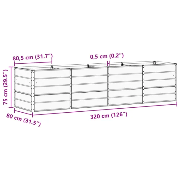 Jardinieră Antracit Oțel 240x80x75 cm | Livrare Gratuită