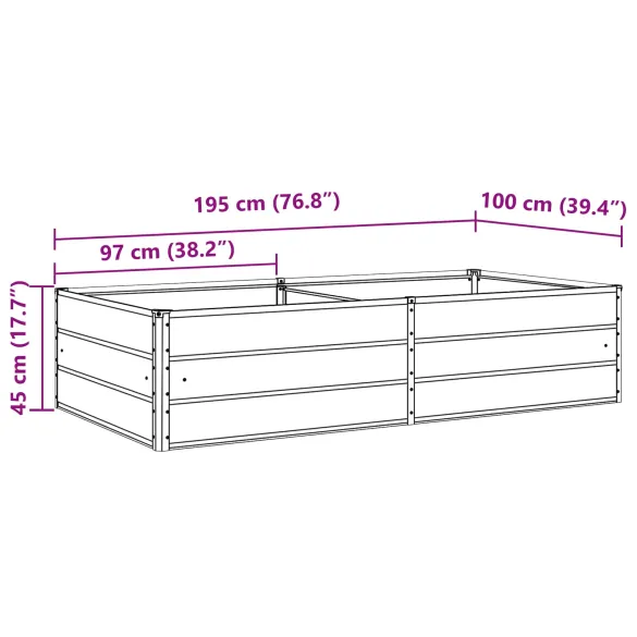 Jardinieră Antracit Oțel Galvanizat 195x100x45 cm