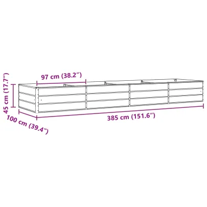 Jardinieră Antracit Oțel Galvanizat 195x100x45 cm