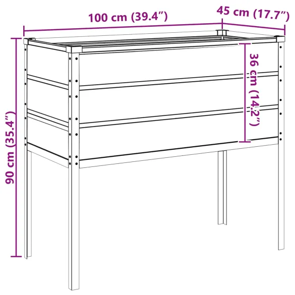 Jardinieră Antracit Oțel Galvanizat 100x45x90 cm