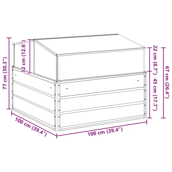 Jardinieră Antracit Oțel Galvanizat 100x100 cm | Livrare Gratuită