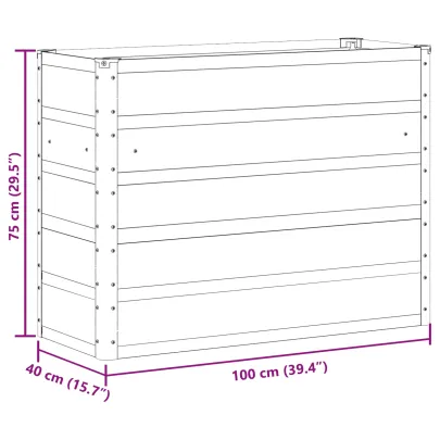 Jardinieră Verde Oțel 100x40x75 cm | Livrare Gratuită