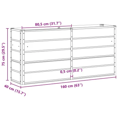 Jardinieră Verde Oțel 160x40x75 cm | Comandă cu Livrare Gratuită