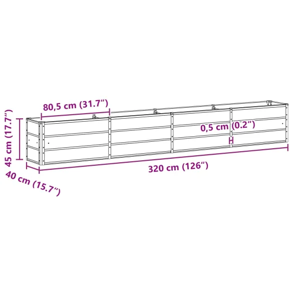 Jardinieră Oțel Verde 320x40x45 cm - Livrare Gratuită