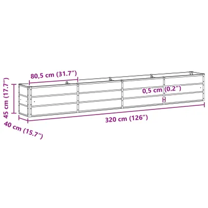 Jardinieră Oțel Verde 320x40x45 cm - Livrare Gratuită