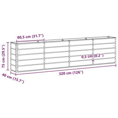 Jardinieră Verde Oțel 160x40x75 cm - Livrare Gratuită