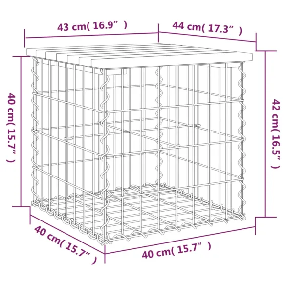 Bancă Grădină Gabion, Lemn Pin | Livrare Gratuită