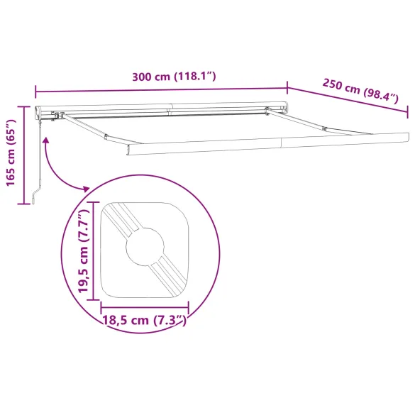 Cadru Copertină Manual Alb 300x250 cm | Aluminiu