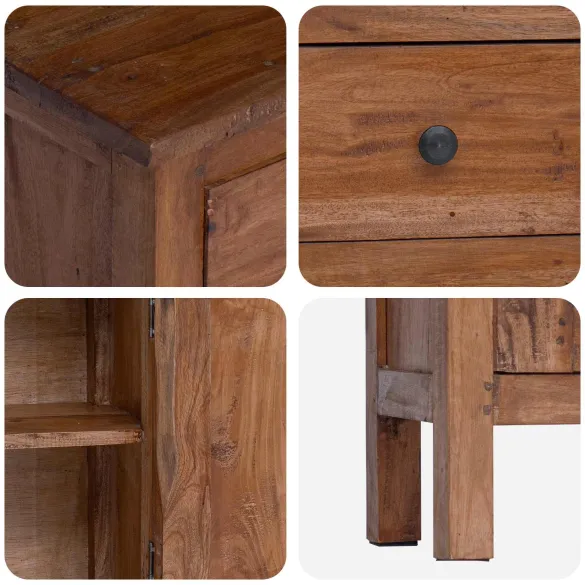 Suport Plante Lemn Mahon cu Usa si Sertar | Comanda Acum