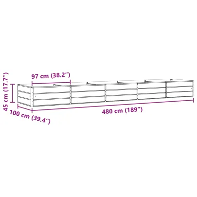 Jardinieră Oțel Galvanizat 195x100x45 cm | Livrare Gratuită