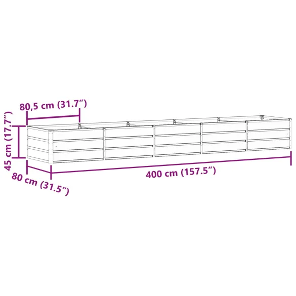 Jardinieră Antracit Oțel 400x80x45 cm - Livrare Gratuită