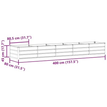 Jardinieră Verde Oțel 400x80x45 cm | Livrare Gratuită