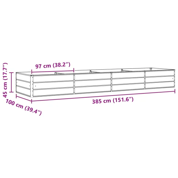 Jardinieră Verde Pastel Oțel Galvanizat 195x100x45 cm