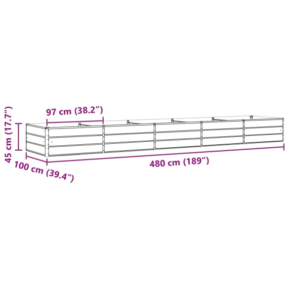 Jardinieră Verde Pastel Oțel Galvanizat 195x100x45 cm