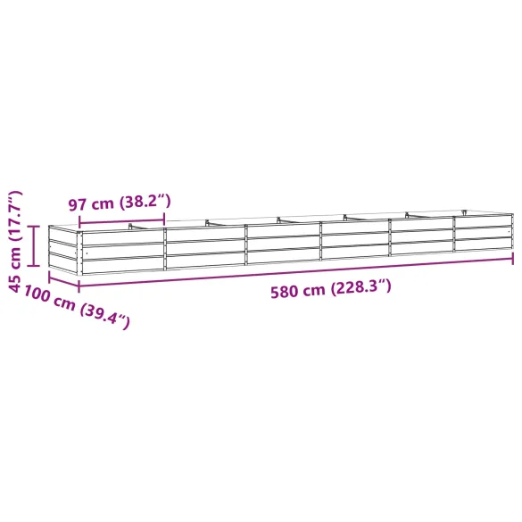Jardinieră Verde Pastel Oțel Galvanizat 195x100x45 cm