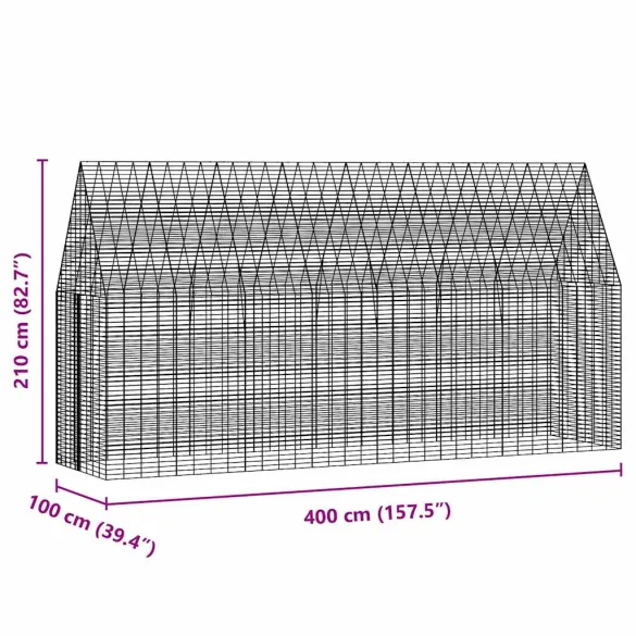 Cușcă Iepuri Exterior Argintie 400x100x210 cm | Livrare Gratis