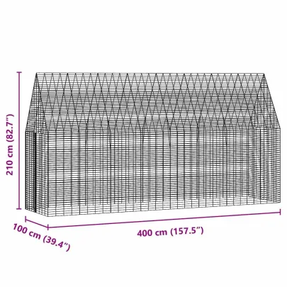Cușcă Iepuri Exterior Argintie 400x100x210 cm | Livrare Gratis