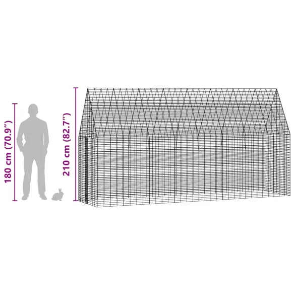 Cușcă Iepuri Exterior Argintie 400x100x210 cm | Livrare Gratis