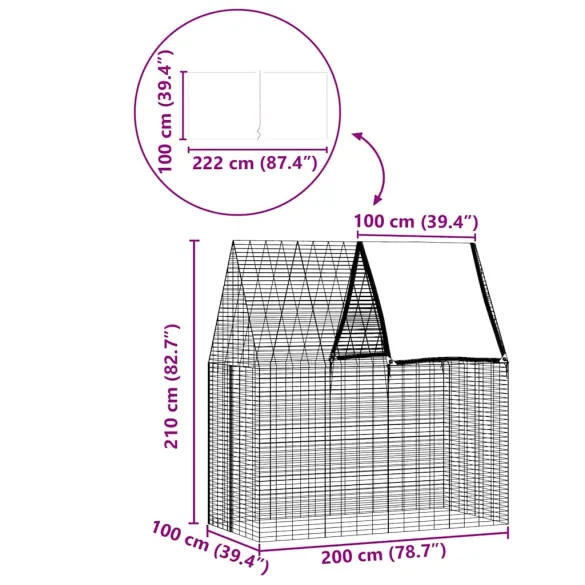 Cușcă Iepuri Exterior Argintie 200x100x210 cm | Livrare Gratuită
