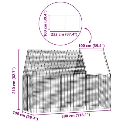 Cușcă Iepuri Exterior Argintie 300x100x210 cm | Oțel Galvanizat