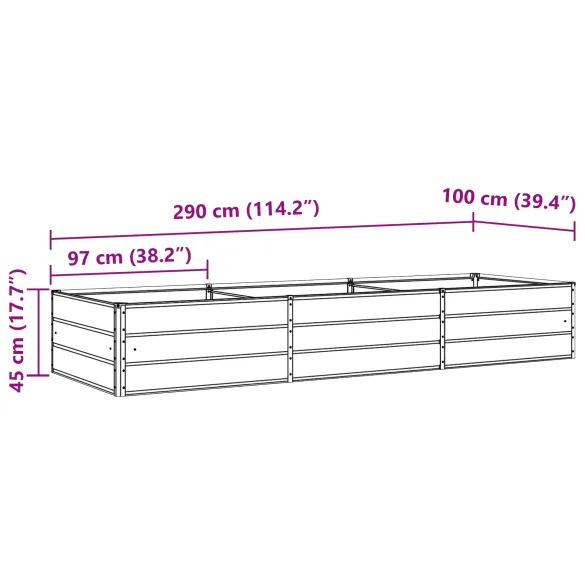 Jardinieră Oțel Galvanizat 195x100x45 cm | Livrare Gratuită