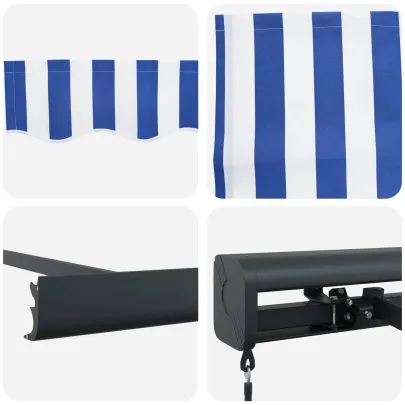 Cortină Retractabilă Albastru-Alb 4x3 m | Protecție Terasă